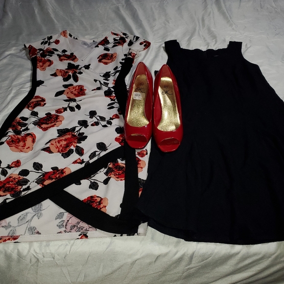 Shoes - Bundle of Red patent leather shoes and 2 dresses